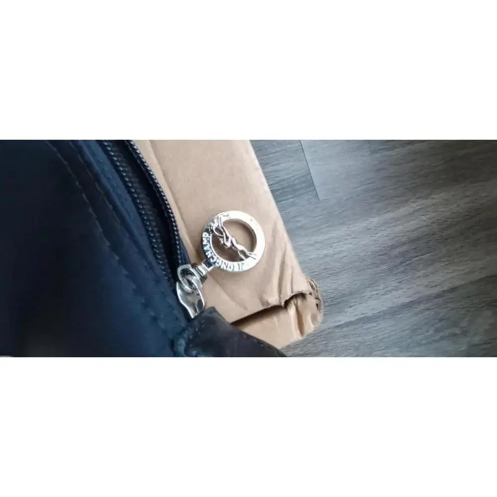 Longchamp Les Planetes Le Pliage Original Large Nylon Tote Bag Black Silver Tone - Picture 5 of 6